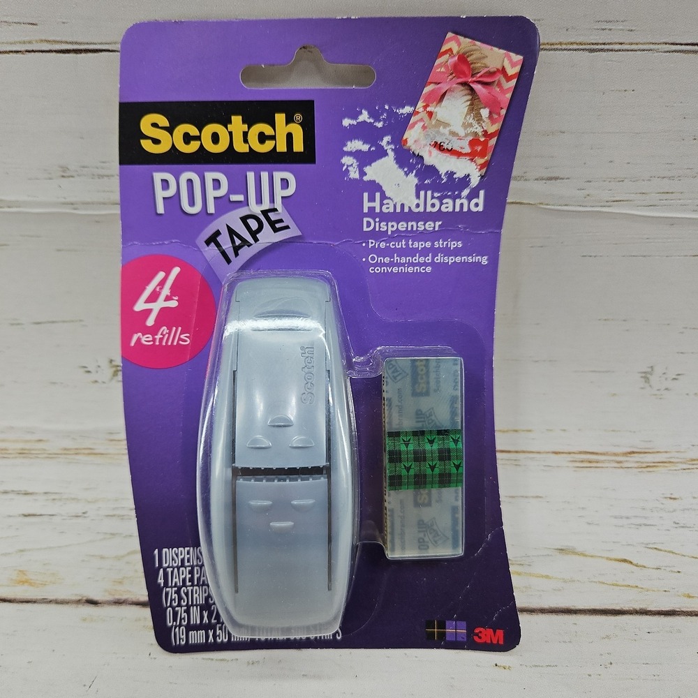 3M‎ Scotch Pop Up Tape Handband Dispenser Gray 4 Refill Pads